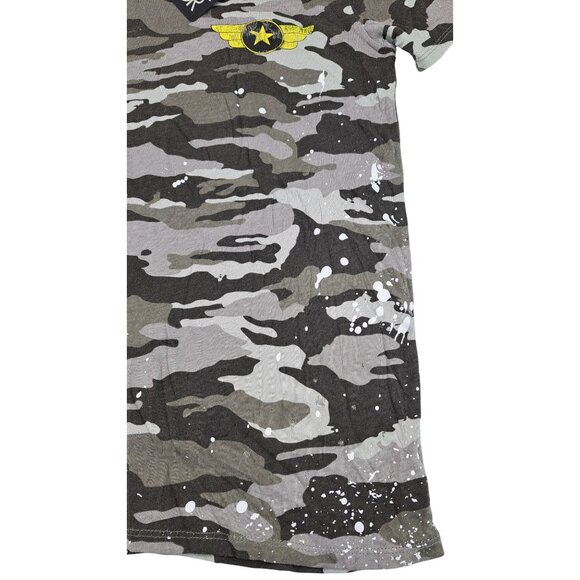 Chaser Distressed Camo T-Shirt Military Style Wing Emblem Women Small New Tee - Picture 3 of 6